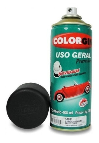 Tinta Spray Colorgin Uso Geral 54001 Preto Fosco 400ml