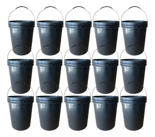Balde 20l Para Hidroponia Com Tampa - 15 Pçs