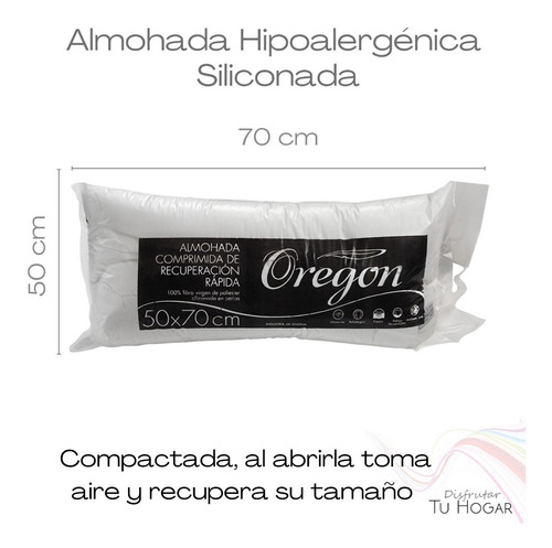 Almohada Hipoalergenica Lavable Fibra Siliconada 50x70
