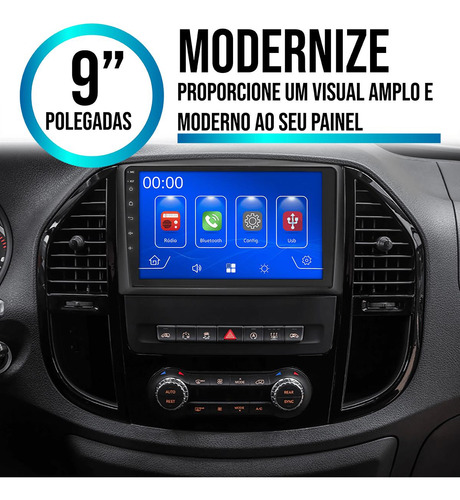 Kit Multimidia Android Auto 9p Mp5 Vito 2015 2016 2017 Waze
