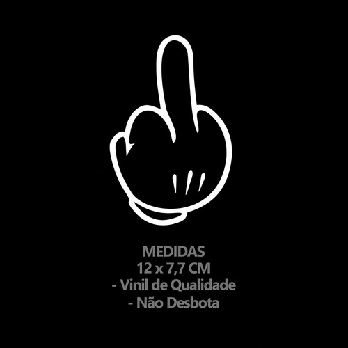 2 Adesivos Dedo Do Meio Mickey 12cm Branco