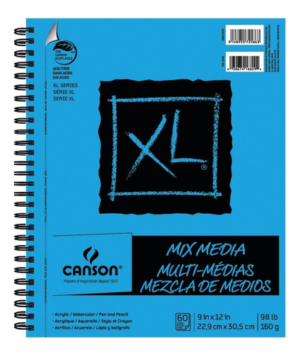 Block Cuaderno Acuarela Mix Media Xl Canson  160 Gr 9x12 In 