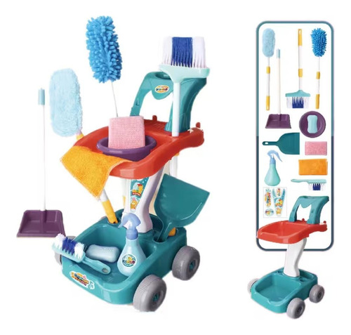 Set De Limpieza Con Carrito De Servicio Toy Town