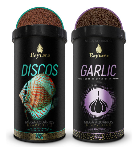 Kit Ração Poytara Discos 350g + Garlic 300g Pote Grande