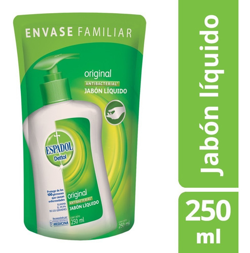 Espadol Jabón Liquido Antibacterial Original Repuesto 250ml