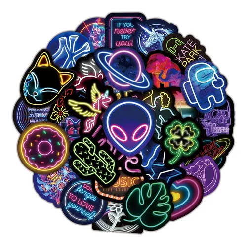 comprar 100pcs Cool Neon Light Stickers For Kids Teens Adults, Tr...