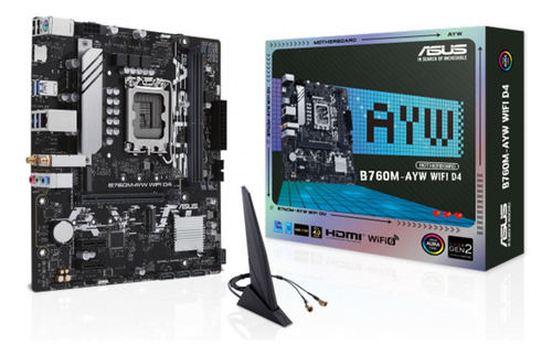 Placa Mãe Asus B760m-ayw Wifi D4, Lga 1700 B760 - Cor Preto