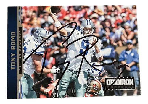 Tarjeta 2012 Panini Gridir Firmada Tony Romo Dallas Cowboys 