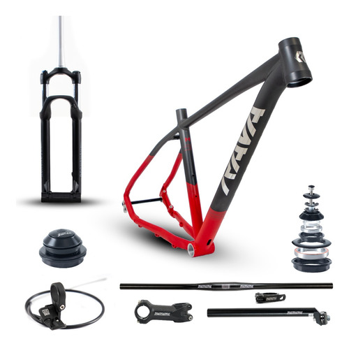 Kit Quadro Tsw Rava Nazca + Rock Shox Judy Kit Guidão C Verm