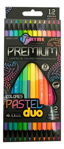 Lapices Colores Tryme Pastel Duo Premium 4.0mm Caja C/12