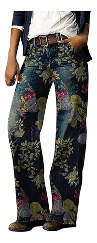 Pantalones De Mujer P, Cómodos, Rectos, Estampados C315, Vaq