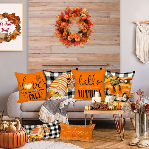 Ywlake Juego De 4 Fundas De Almohada De Otoño De 18 X 18 Pul
