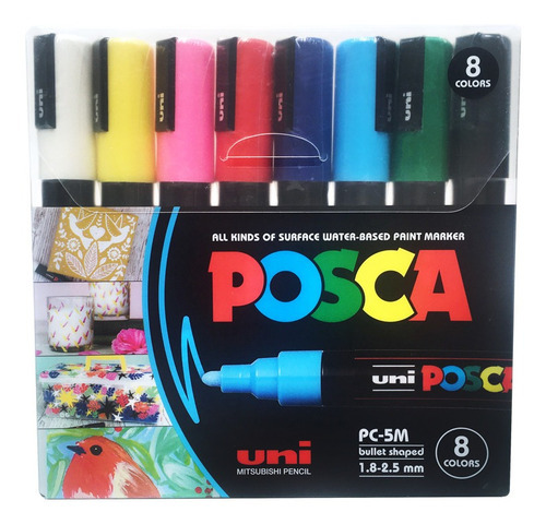 Marcadores Colores Posca Pintura Acrilica Pc-5m Set 8 