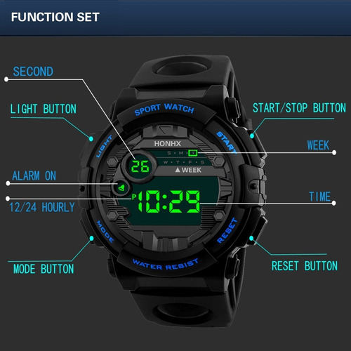 Honhx Luxo Masculino Digital Led Assista Data Esporte Mascul