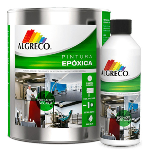 Kit Pintura Epoxica Epoxi Acryl Base Agua Blanco Mate Galon