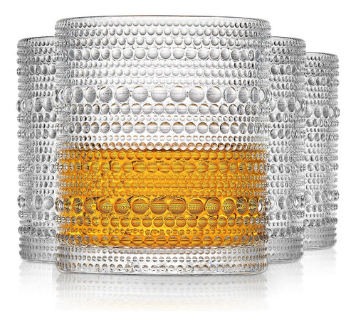 Opayly Hobnail - Juego De 4 Vasos De Cristal De Moda Antigua