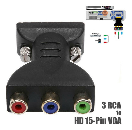 Conector De Vídeo Por Componentes Tipo Vga De 3 Rca Rgb Hemb