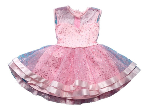 Vestido Rosa Escarchado Para Niña - Talla 2-4