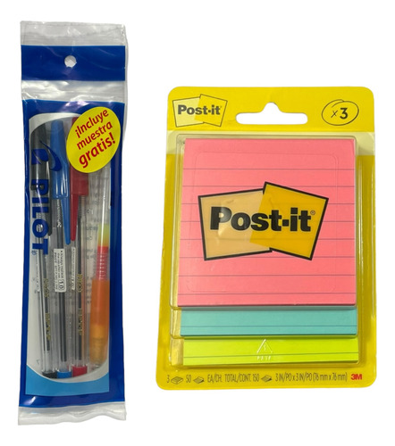 Notas Adhesivas 3m Post-it® Jaipur 150 Hojas Raya + 3 Plumas