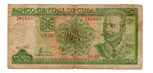 Billete 5 Pesos Cubanos Año 1997 P#116