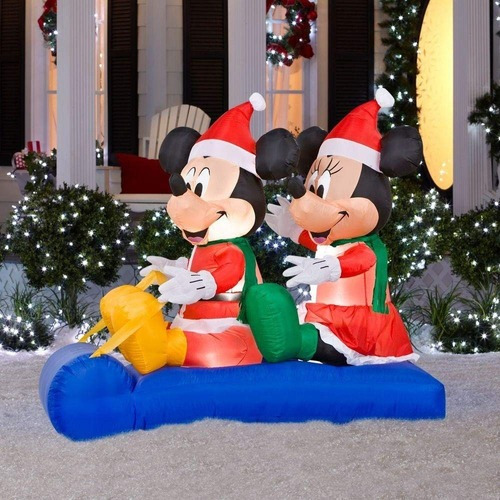 Inflable Iluminable De Navidad Mickey Y Minnie Mouse