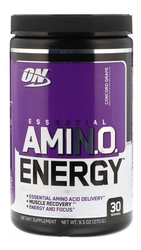 Suplemento en polvo Optimum Nutrition  Essential Amin.o. Essential Amin.o. Energy aminoácidos sabor concord grape en pote de 270g