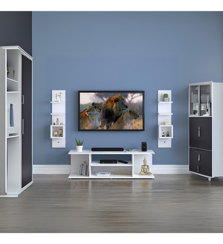 Mesa Tv Para Sala Minimalista Moderno Almacenamiento Negro