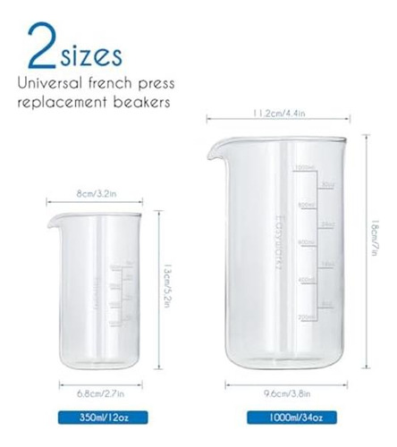 Easyworkz Borosilicate Glass Reemplazo De Vaso Para Cafetera