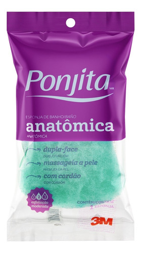 Esponja De Baño Anatómica 3m Ponjita Verde Exfoliado Suave 1