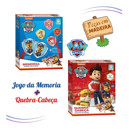 Jogo Da Memória Patrulha Canina Infantil 24 Peças Grandes Em Madeira  Educativo Brinquedo Infantil Menino Menina 3 Anos : :  Brinquedos e Jogos