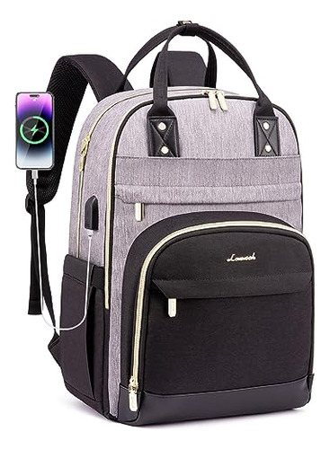 Mochila Para Escuela Con Usb Para Cargador - Gris Y Negro S