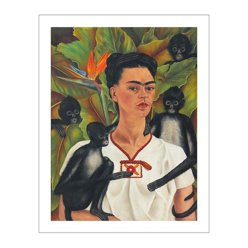 Lamina Fine Art Autorretrato Con Monos Frida Kahlo 48x60 Cm