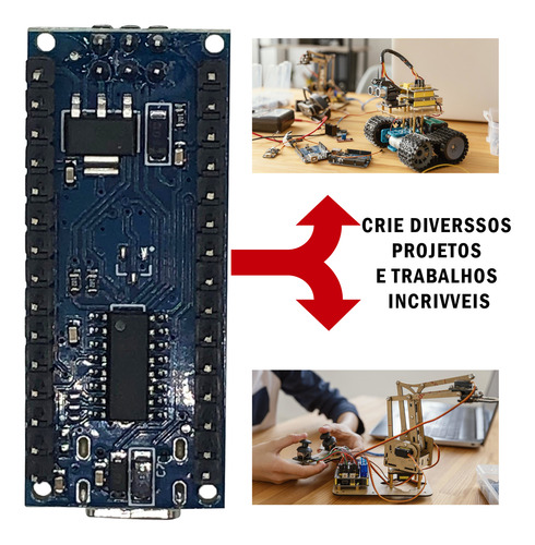 Placa Módulo De Desenvolvimento Nano Usb-c Atmega328 Arduino