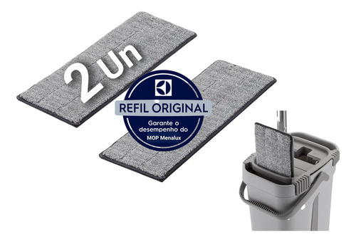 Kit 2 Refil Pano Microfibra Para Flat Mop Menalux Electrolux