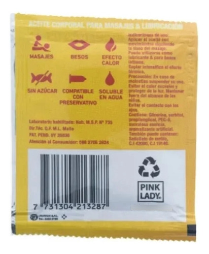 Gel Lubricante Calor Hot Aceite Intimo Comestible Corporal Maracuyá