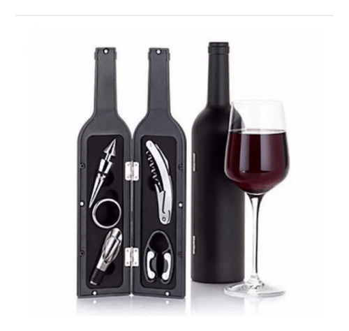 Botella Vino Kit 5 Accesorios Destapador Saca Corcho Regalo