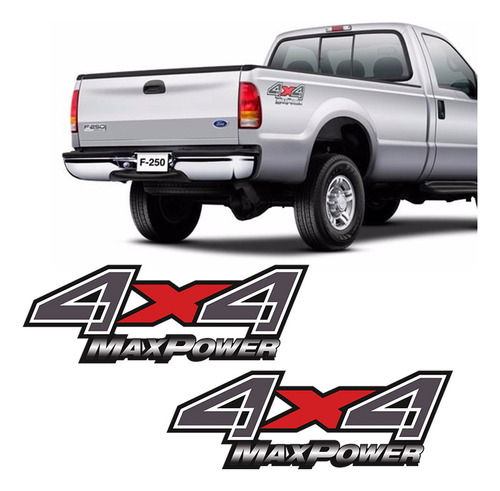 Par De Adesivos 4x4 Max Power Ford F-250 Emblema Lateral