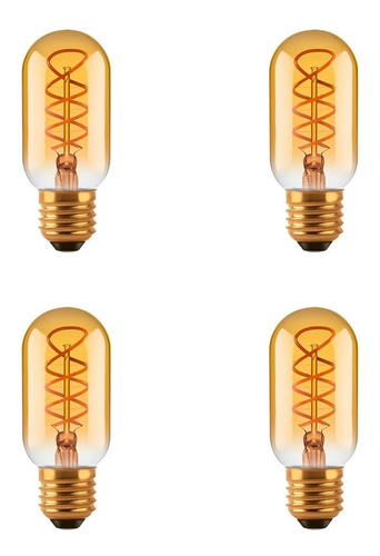 Pack X 4 Lamparas Filamento Led 4w E27 Cálida T45 Golden