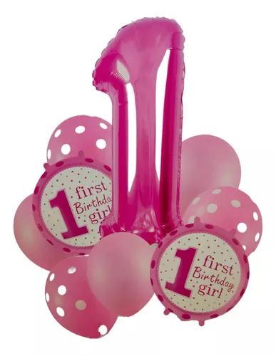 Kit Decoración Fiestas De Cumpleaños Globos 1año Niño Niña