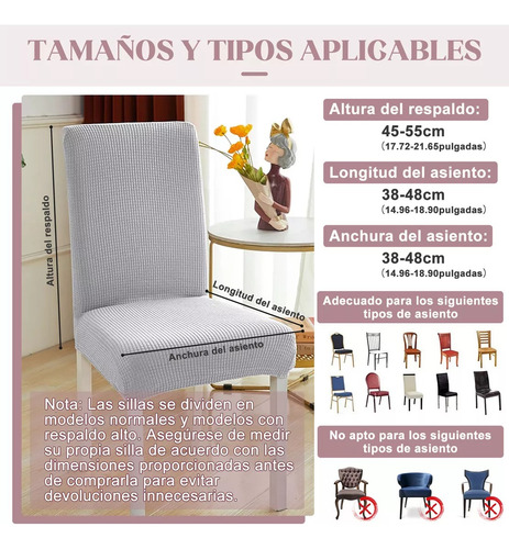 6pcs Funda Para Sillas Comedor Cubre Sillas Elástico Punto