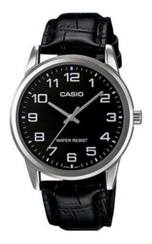 Relógio Casio Masculino Couro Preto Mtp-v001l-1budf Original Nota Fiscal