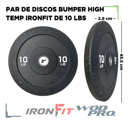 Par Discos Bumpers Hi Temp 10 Lb C/u Olímpicos Caucho Azote