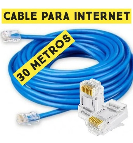 Cable Utp Internet 30 Metros Con  Conectores Cat5e Redes