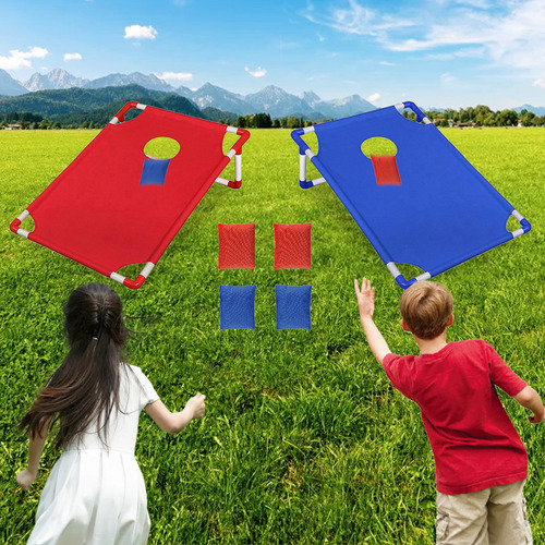Juego Portátil Cornhole: 1 Tabla, 6 Pufs Y Bolsa De Transpor