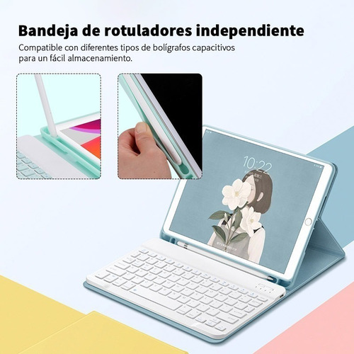 Imagen 5 de 9 de Funda Con Teclado Para iPad 9 8 7 Air3 Pro Ratón Ñ -fx152