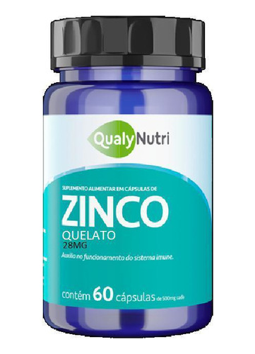 Zinco Quelato 28mg 60 Cápsulas Qualy Nutri