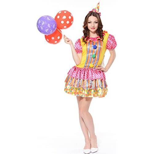 Disfraz De Payaso De Circo Colorido Para Mujeres Talla Grande