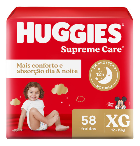 Fralda Huggies Supreme Care XG - 58 fraldas Tamanho Extra grande (XG) Gênero Sem gênero