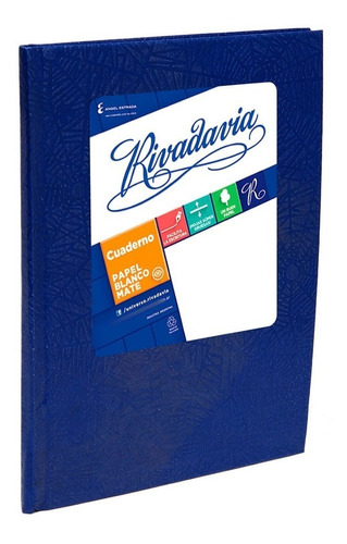 Cuaderno Rivadavia Tapa Dura Rayado Forrado 50 Hojas Azul