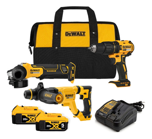 Combo Dewalt  Dch263 + Dcd7781b + Dcg413 + Kit Baterias 5ah